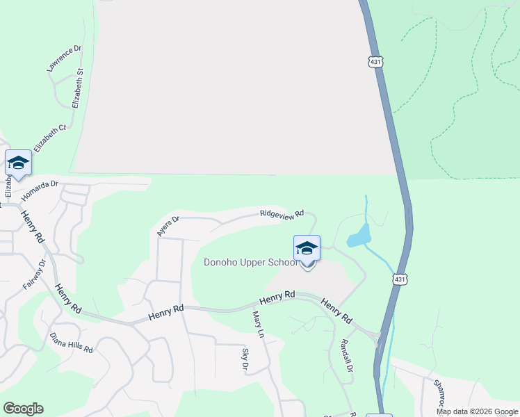 map of restaurants, bars, coffee shops, grocery stores, and more near 2323 Ridgeview Road in Anniston