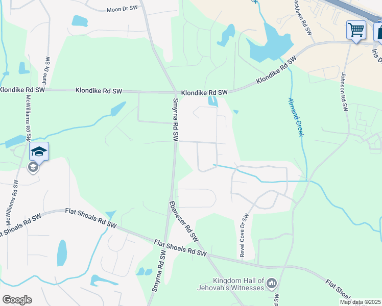 map of restaurants, bars, coffee shops, grocery stores, and more near 1837 Wiggins Circle Southwest in Conyers