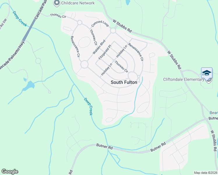 map of restaurants, bars, coffee shops, grocery stores, and more near 3605 Renaissance Circle in Atlanta