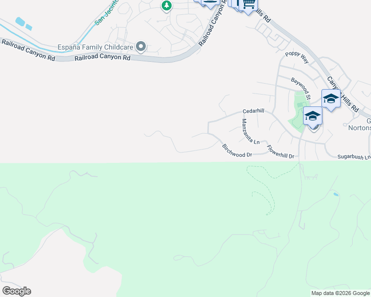 map of restaurants, bars, coffee shops, grocery stores, and more near 31860 Willow Wood Court in Lake Elsinore