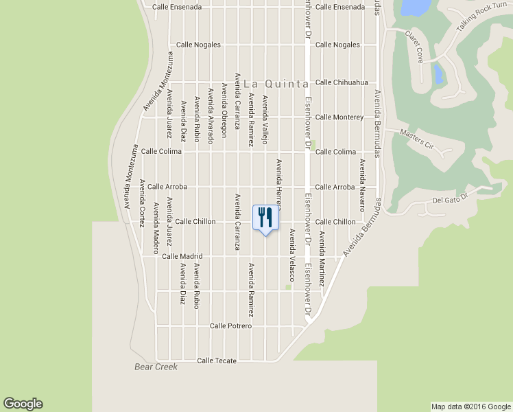 map of restaurants, bars, coffee shops, grocery stores, and more near 53860 Avenida Ramirez in La Quinta