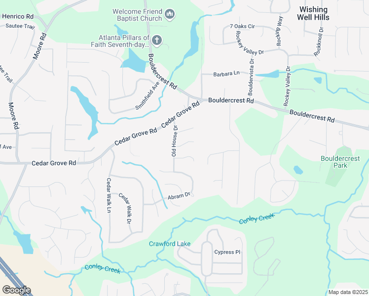 map of restaurants, bars, coffee shops, grocery stores, and more near 2127 Silva Court in Conley