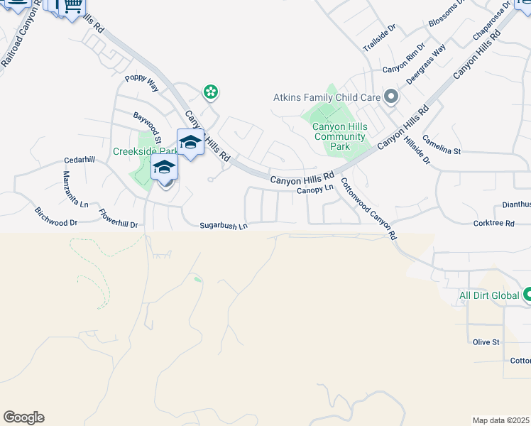 map of restaurants, bars, coffee shops, grocery stores, and more near 32334 Rock Rose Drive in Lake Elsinore