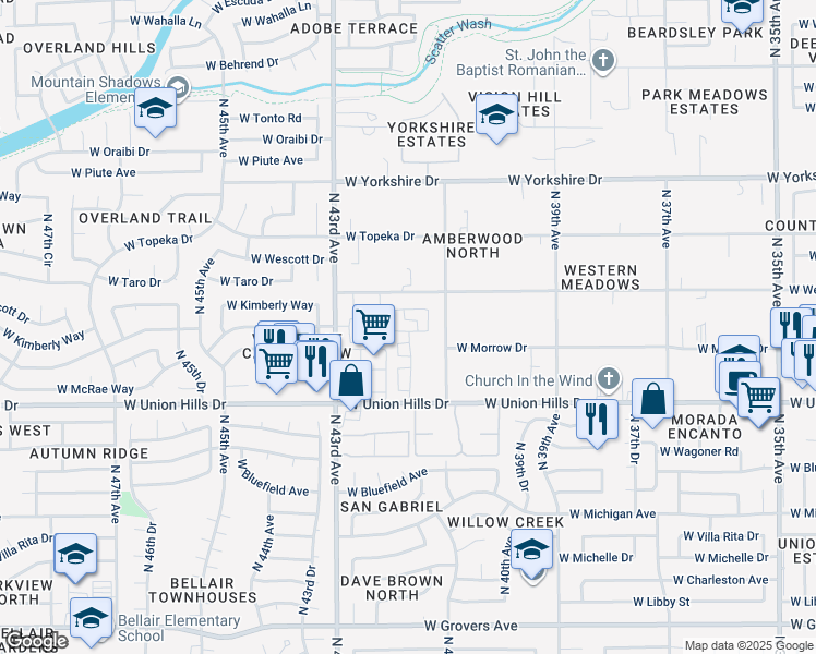 map of restaurants, bars, coffee shops, grocery stores, and more near 4202 West Rosemonte Drive in Glendale