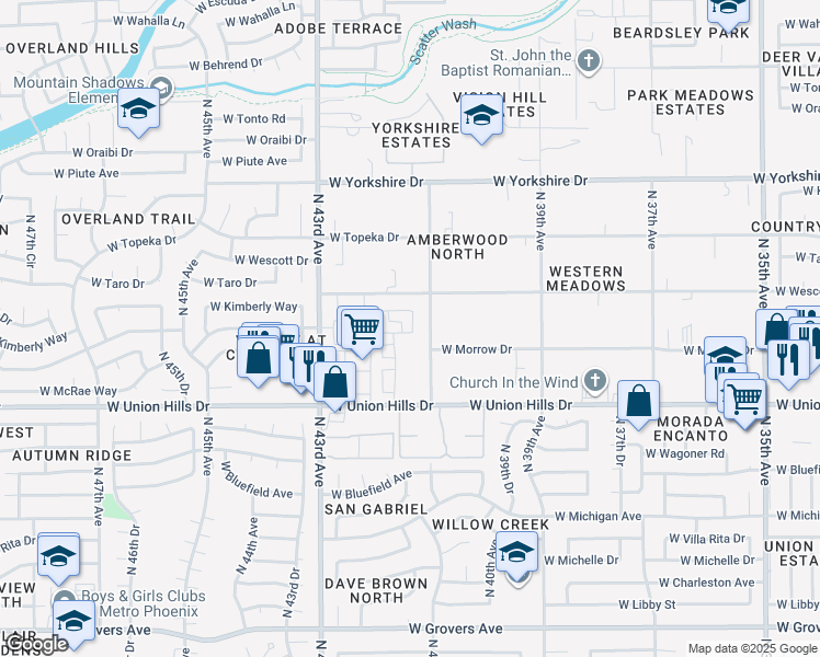 map of restaurants, bars, coffee shops, grocery stores, and more near 4202 West Rosemonte Drive in Glendale