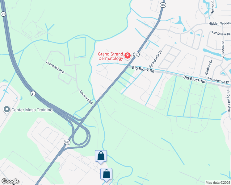 map of restaurants, bars, coffee shops, grocery stores, and more near 7564 Johnson Road in Myrtle Beach