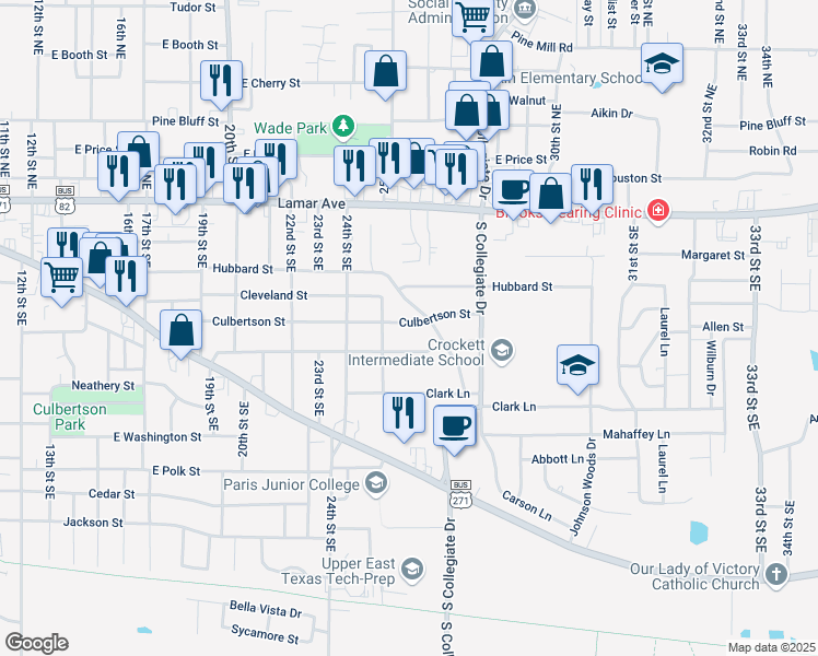 map of restaurants, bars, coffee shops, grocery stores, and more near 2560 Culbertson Street in Paris