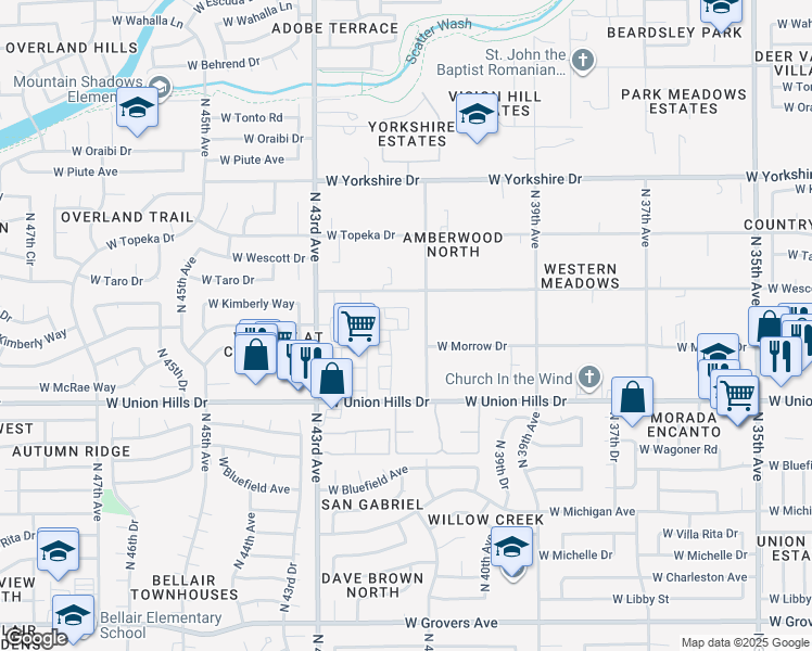 map of restaurants, bars, coffee shops, grocery stores, and more near 4202 West Rosemonte Drive in Glendale