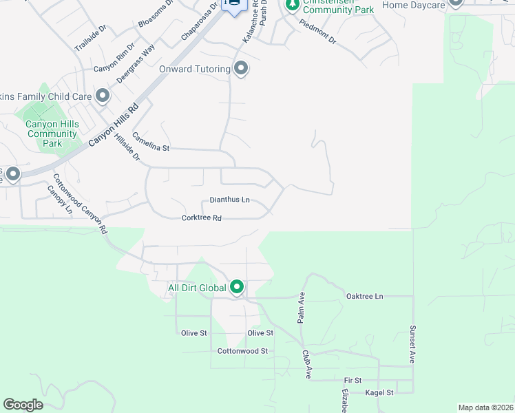 map of restaurants, bars, coffee shops, grocery stores, and more near 34133 Dianthus Lane in Lake Elsinore