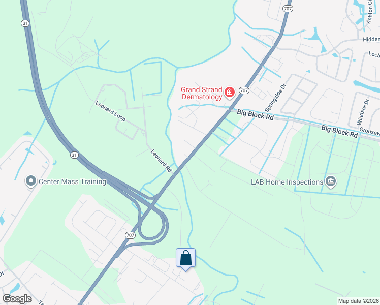 map of restaurants, bars, coffee shops, grocery stores, and more near 7770 South Carolina 707 in Myrtle Beach