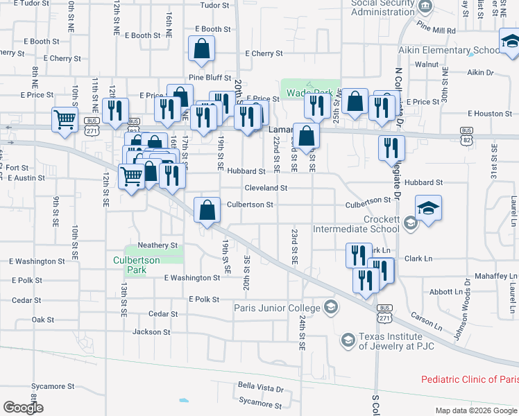 map of restaurants, bars, coffee shops, grocery stores, and more near 2020 Culbertson Street in Paris
