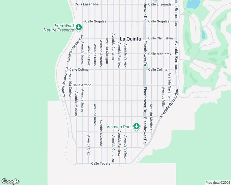 map of restaurants, bars, coffee shops, grocery stores, and more near 53840 Avenue Carranza in La Quinta