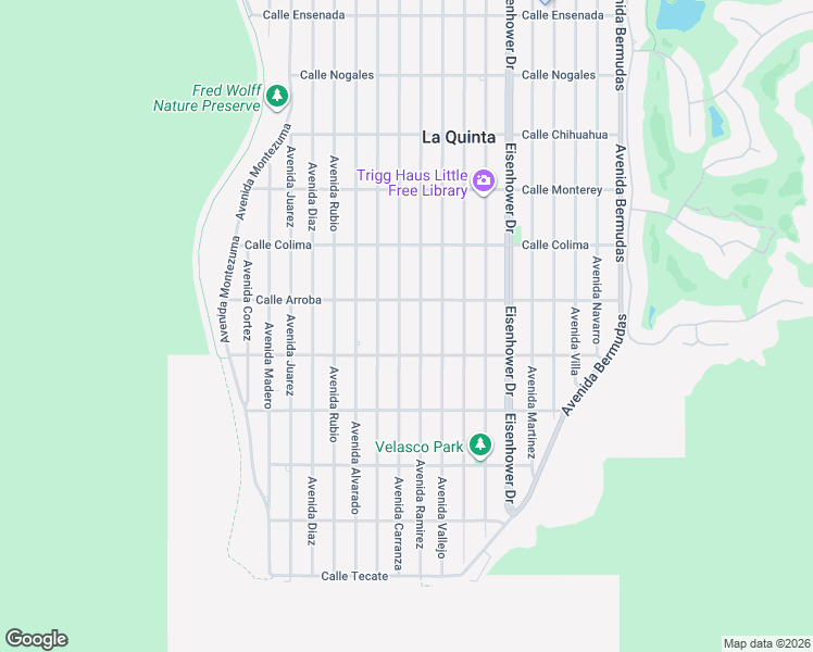map of restaurants, bars, coffee shops, grocery stores, and more near 53860 Avenue Ramirez in La Quinta