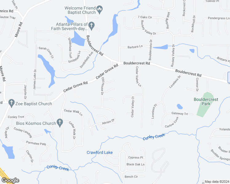 map of restaurants, bars, coffee shops, grocery stores, and more near 2147 Silva Court in Conley