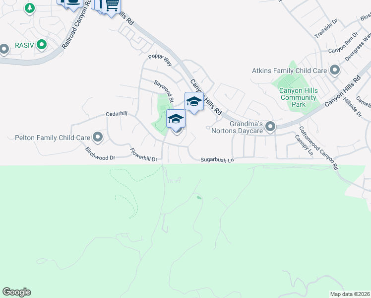 map of restaurants, bars, coffee shops, grocery stores, and more near 31965 Sugarbush Lane in Lake Elsinore