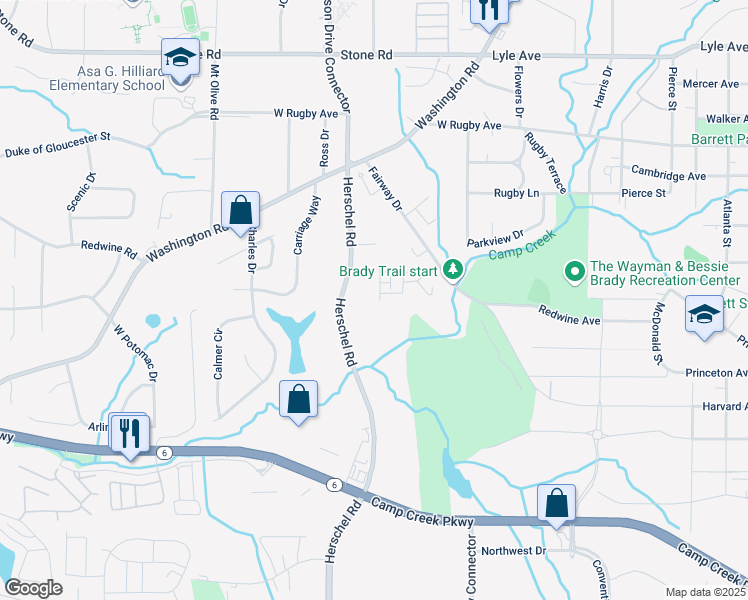 map of restaurants, bars, coffee shops, grocery stores, and more near 3599 Bellmonte Drive in Atlanta