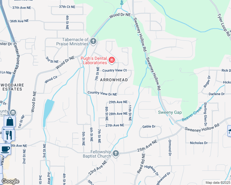 map of restaurants, bars, coffee shops, grocery stores, and more near 814 Country View Drive in Birmingham