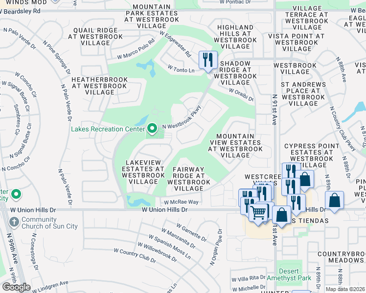 map of restaurants, bars, coffee shops, grocery stores, and more near 9465 West Taro Lane in Peoria