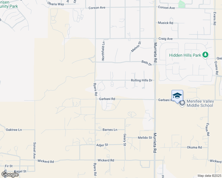 map of restaurants, bars, coffee shops, grocery stores, and more near 25635 Rolling Hills Drive in Menifee