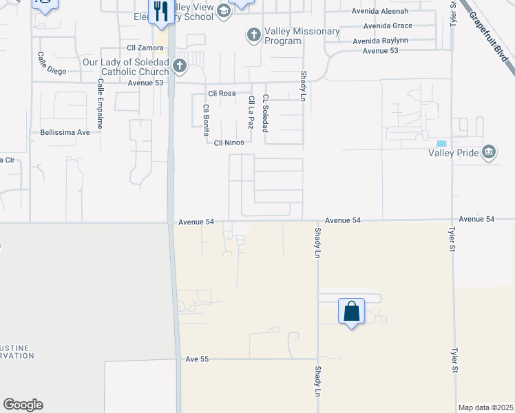map of restaurants, bars, coffee shops, grocery stores, and more near 85150 Corte del Roble in Coachella