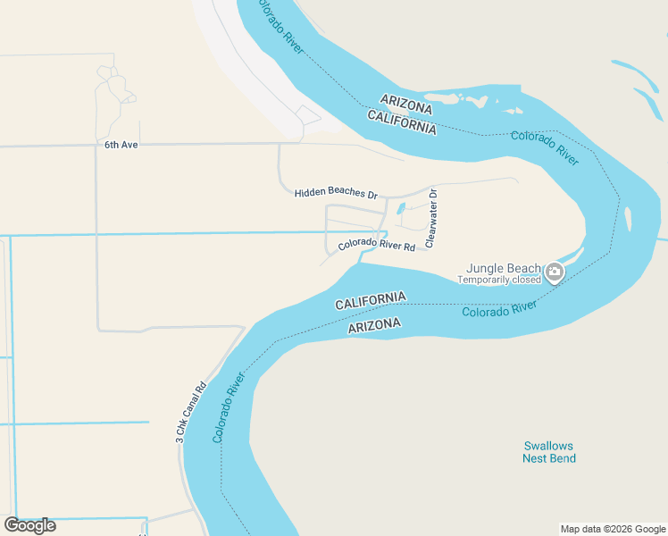 map of restaurants, bars, coffee shops, grocery stores, and more near 2614 Colorado River Road in Blythe