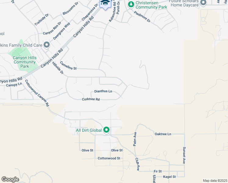 map of restaurants, bars, coffee shops, grocery stores, and more near 34132 Dianthus Lane in Menifee