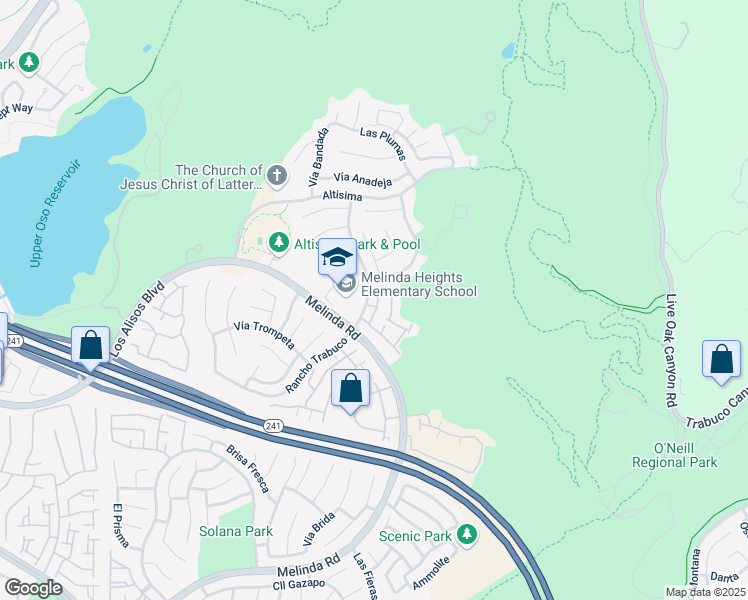 map of restaurants, bars, coffee shops, grocery stores, and more near 2 Mira Mesa in Rancho Santa Margarita