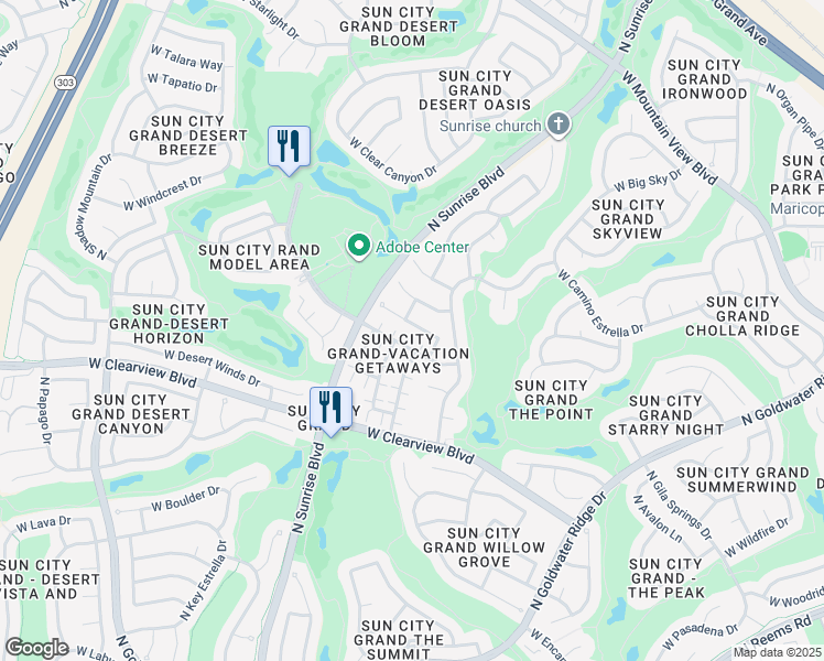 map of restaurants, bars, coffee shops, grocery stores, and more near 15819 West Alpine Ridge Drive in Surprise