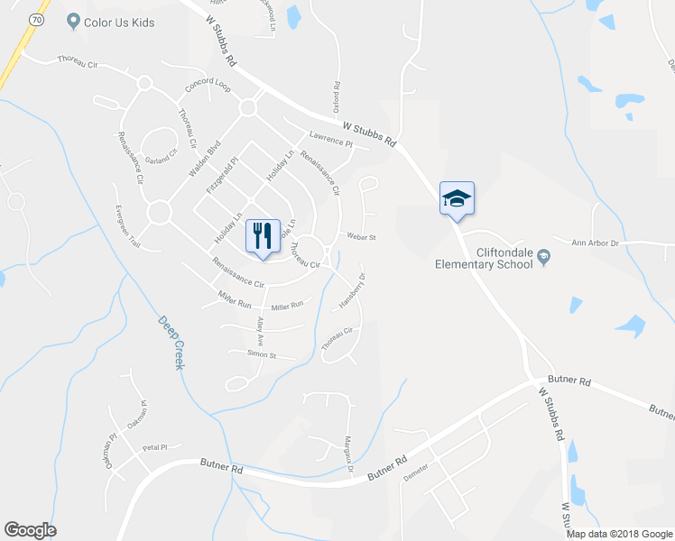 map of restaurants, bars, coffee shops, grocery stores, and more near 7199 Thoreau Circle in Atlanta