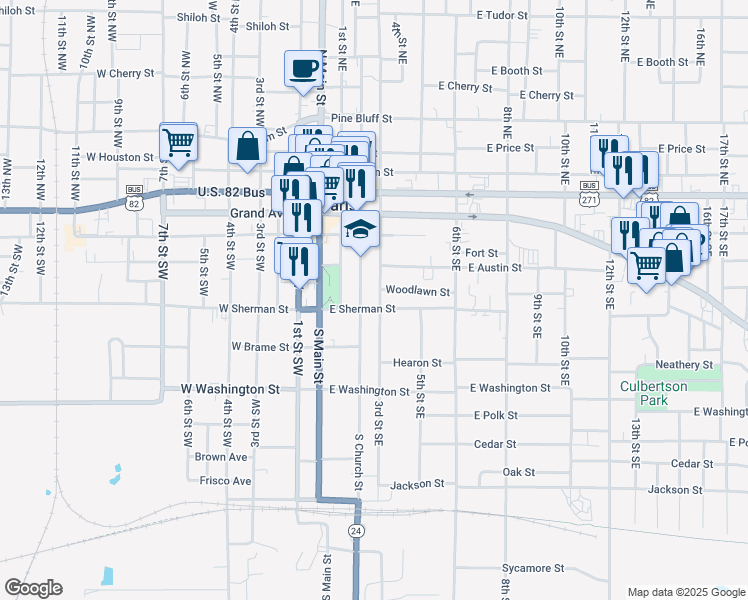 map of restaurants, bars, coffee shops, grocery stores, and more near 425 South Church Street in Paris