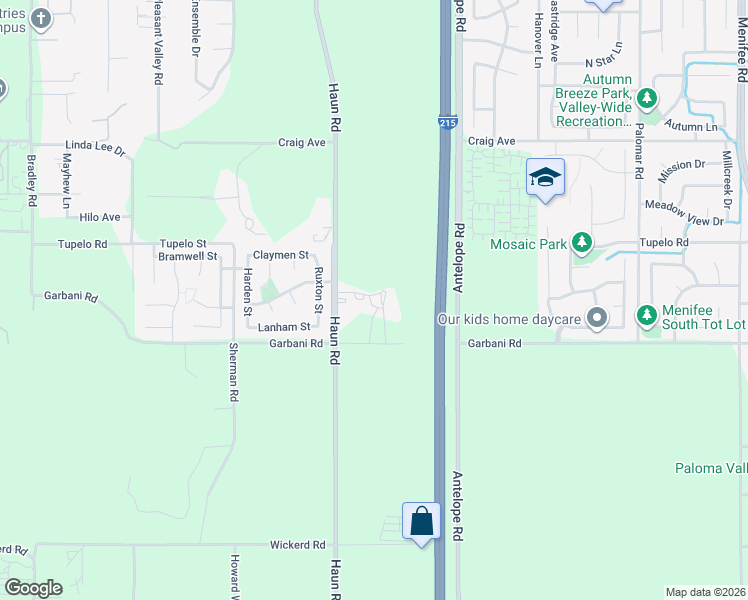map of restaurants, bars, coffee shops, grocery stores, and more near 27860 Garbani Road in Menifee