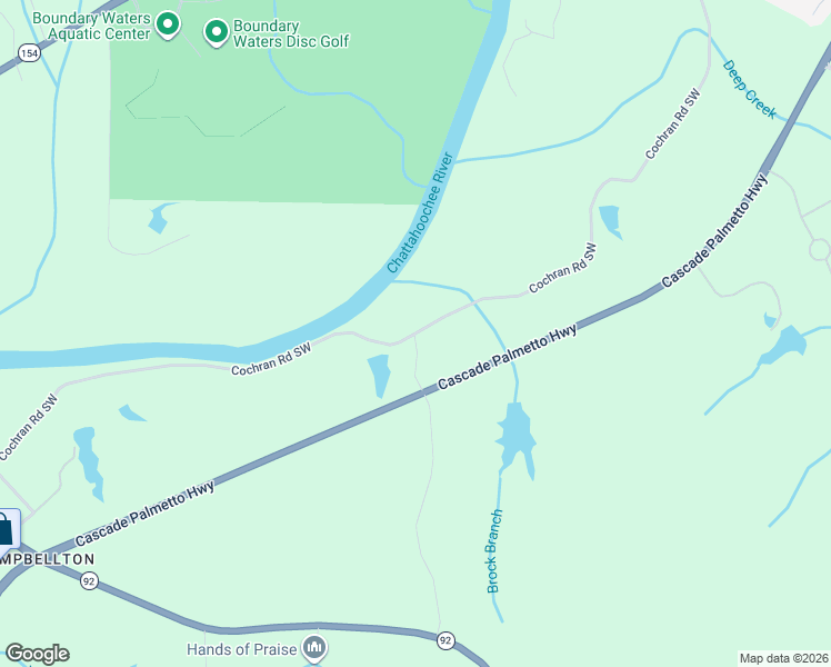 map of restaurants, bars, coffee shops, grocery stores, and more near 8275 Cochran Road Southwest in Fairburn