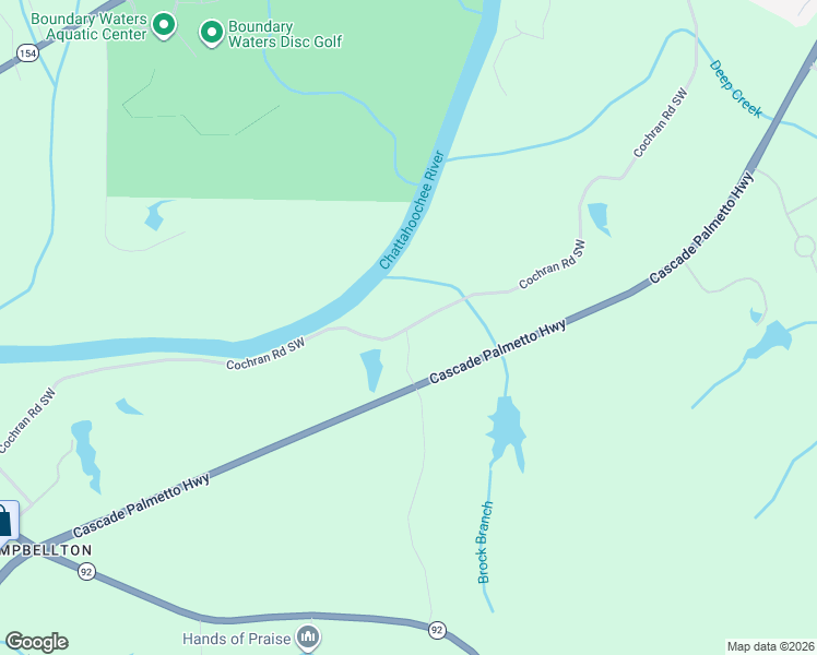 map of restaurants, bars, coffee shops, grocery stores, and more near 8275 Cochran Road Southwest in Fairburn