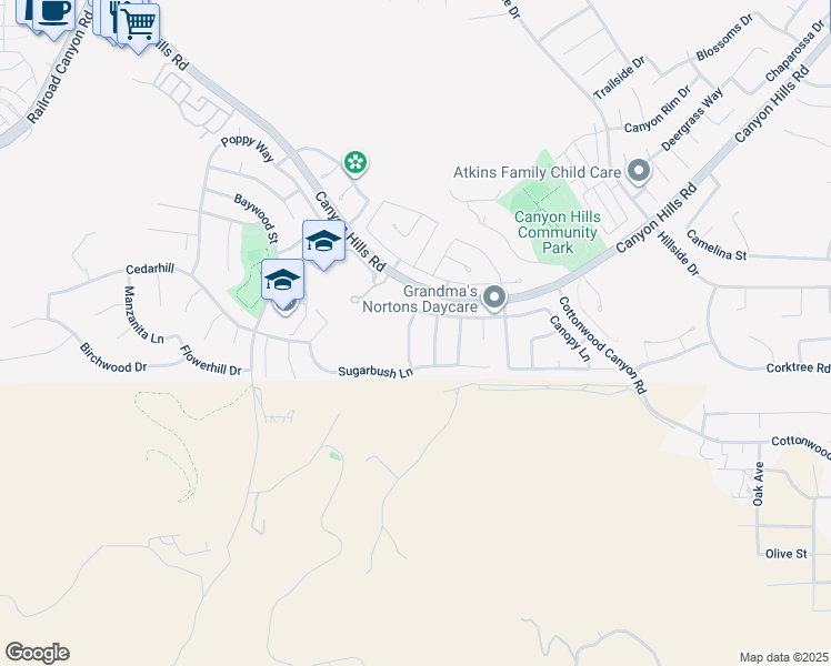 map of restaurants, bars, coffee shops, grocery stores, and more near 32324 Lace Oak Drive in Lake Elsinore