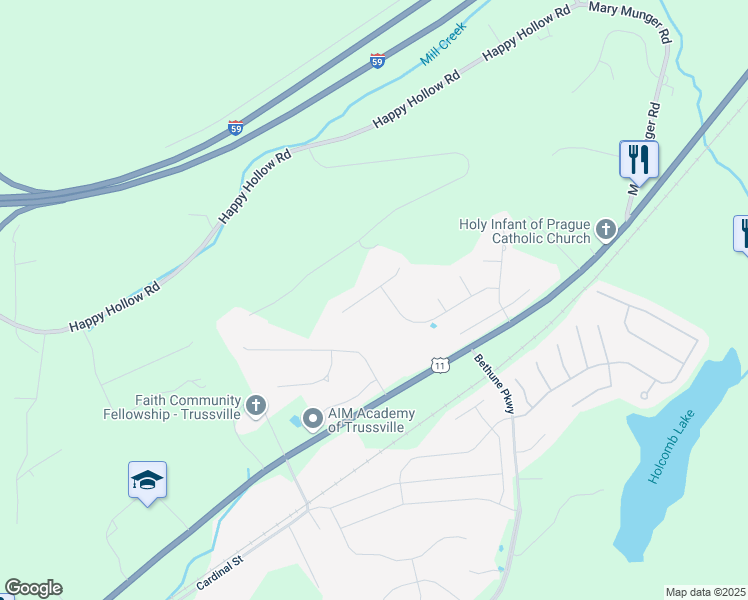 map of restaurants, bars, coffee shops, grocery stores, and more near 5101 Cypress Way in Trussville