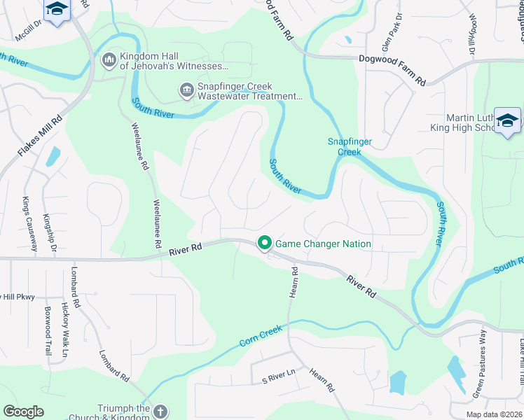 map of restaurants, bars, coffee shops, grocery stores, and more near 5318 Knights Landing in Ellenwood
