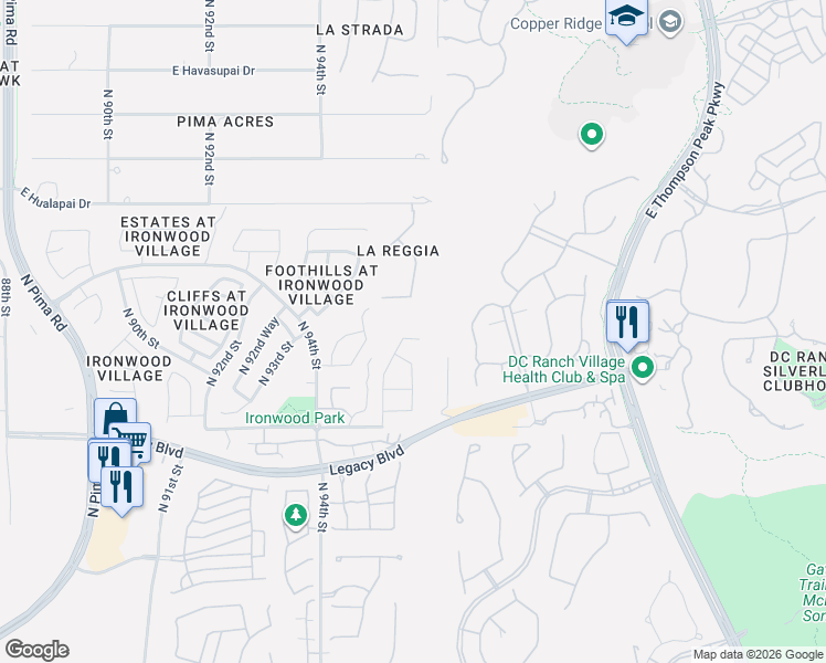 map of restaurants, bars, coffee shops, grocery stores, and more near 19007 North 95th Way in Scottsdale