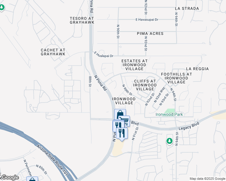map of restaurants, bars, coffee shops, grocery stores, and more near 8933 East Maple Drive in Scottsdale