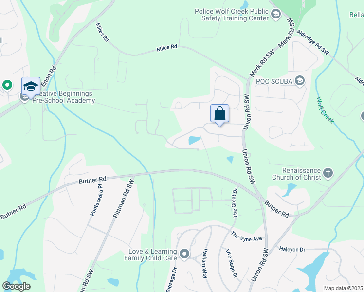 map of restaurants, bars, coffee shops, grocery stores, and more near 3584 Elk Horn Trail in Atlanta