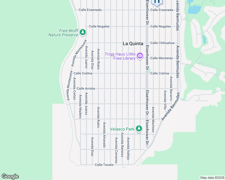 map of restaurants, bars, coffee shops, grocery stores, and more near 53750 Avenue Obregon in La Quinta