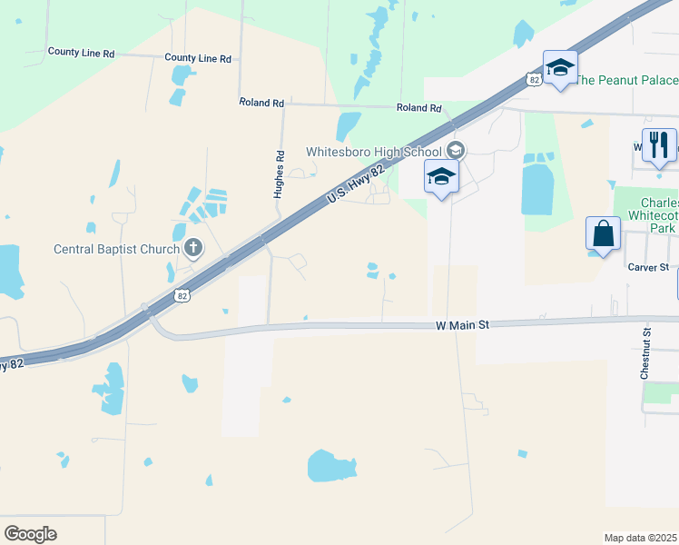 map of restaurants, bars, coffee shops, grocery stores, and more near 59 Club Lake Road in Whitesboro