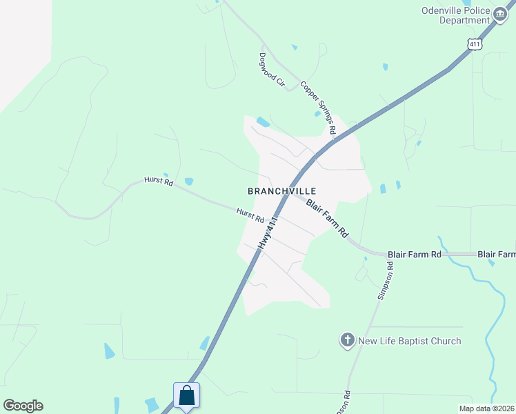 map of restaurants, bars, coffee shops, grocery stores, and more near 11363 U.S. 411 in Odenville