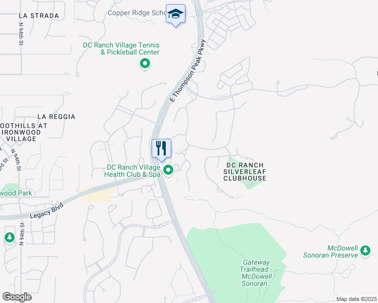 map of restaurants, bars, coffee shops, grocery stores, and more near 10110 East Siesta Lane in Scottsdale
