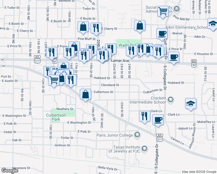 map of restaurants, bars, coffee shops, grocery stores, and more near 2011 Cleveland Street in Paris