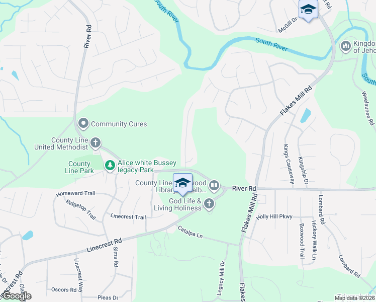 map of restaurants, bars, coffee shops, grocery stores, and more near 4139 Bosenberry Way in Ellenwood