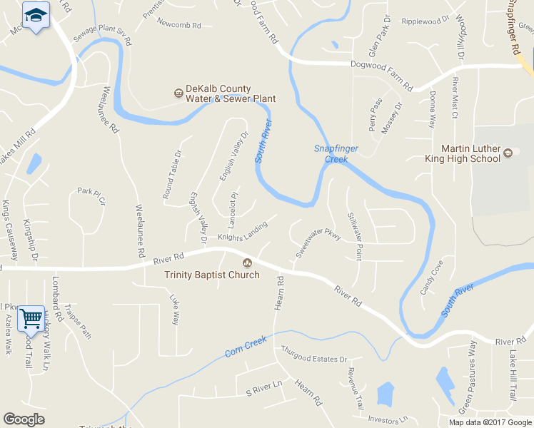 map of restaurants, bars, coffee shops, grocery stores, and more near 5368 Knights Landing in Ellenwood