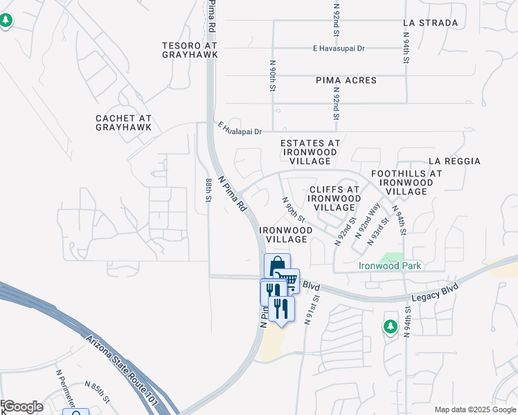 map of restaurants, bars, coffee shops, grocery stores, and more near 8933 East Maple Drive in Scottsdale