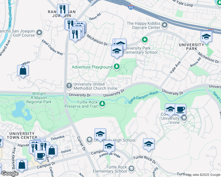 map of restaurants, bars, coffee shops, grocery stores, and more near 10 Lassen in Irvine