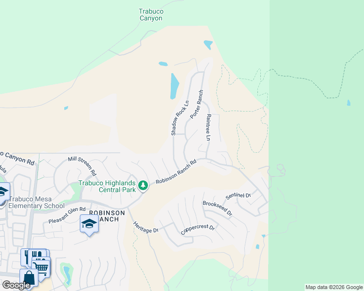 map of restaurants, bars, coffee shops, grocery stores, and more near 20971 Morningside Drive in Trabuco Canyon