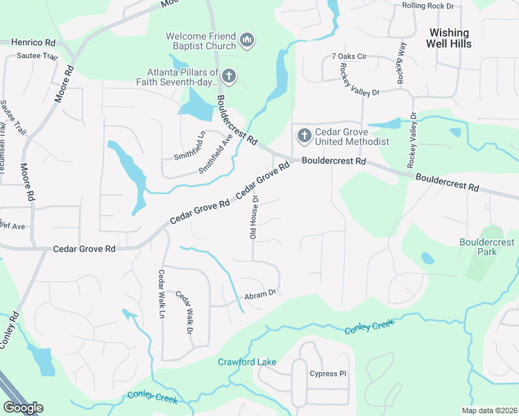map of restaurants, bars, coffee shops, grocery stores, and more near 2111 Silva Dr in Conley